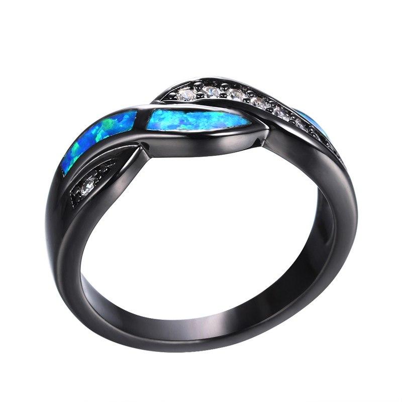 Original "Blue Star" - Schwarz Blauer Zirkonia Feueropal Ring