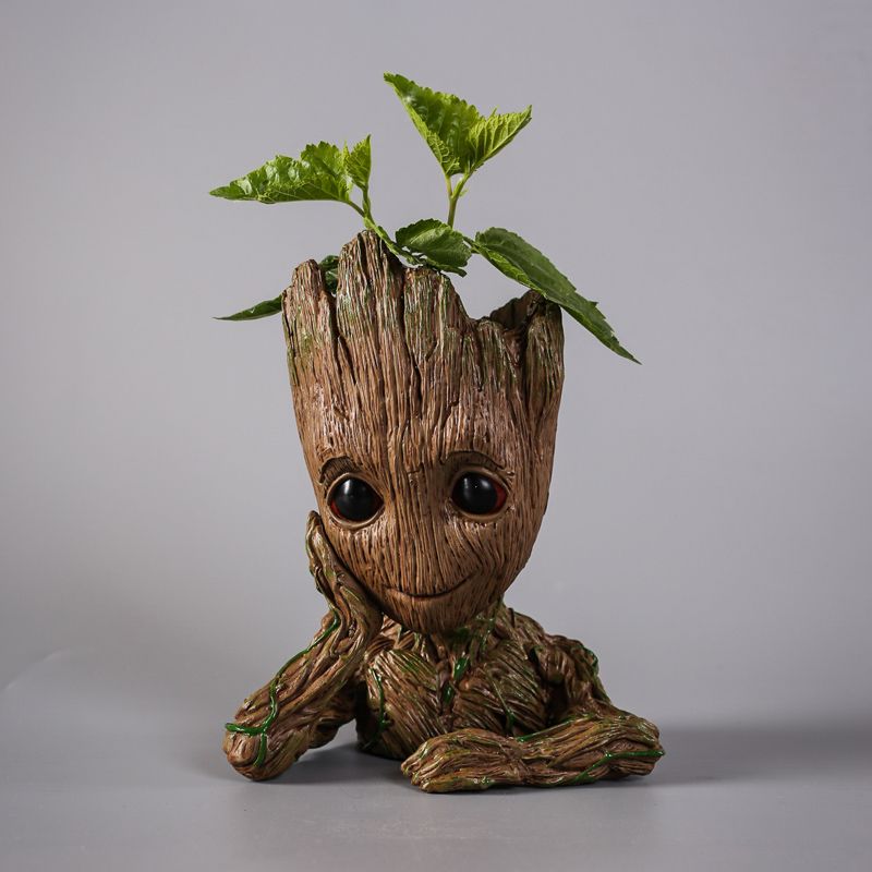 Drop shipping Creative Flowerpot Baby Action Figures Cute Model Toy Pen Pot holder PVC Hero Model Vessel