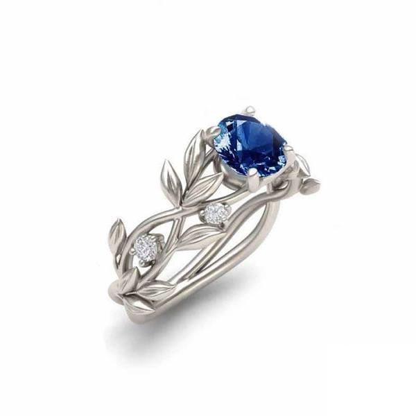 "Night Flower" - Silberner Saphir Ring